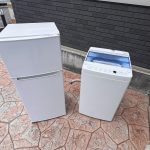 千葉県浦安市での不用品回収の作業写真（洗濯機、冷蔵庫）