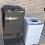 千葉県千葉市稲毛区での不用品回収の作業写真（冷蔵庫、洗濯機）