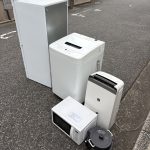 千葉県四街道市での不用品回収の作業写真（冷蔵庫、洗濯機、電子レンジ、空気清浄機、電気圧力鍋）