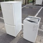 千葉県市川市での不用品回収の作業写真（冷蔵庫、洗濯機）