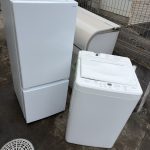 千葉県東金市での不用品回収の作業写真（洗濯機、冷蔵庫）