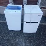 東京都足立区での不用品回収の作業写真（冷蔵庫、洗濯機）