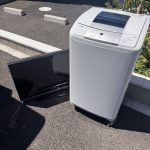 千葉県船橋市での不用品回収の作業写真（テレビ、洗濯機）