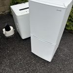 千葉県柏市での不用品回収の作業写真（冷蔵庫、洗濯機、炊飯器、電気ケトル）